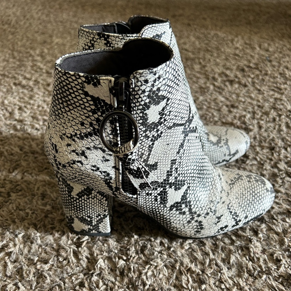 Black & White Snakeskin Booties